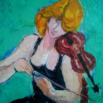 Painting titled "Music,the bow" by Robin, Original Artwork, Encaustic
