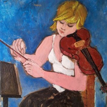 Painting titled "Music, the rosin" by Robin, Original Artwork, Encaustic