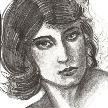 Drawing titled "Retrato de mulher" by Roberval Sales, Original Artwork, Graphite
