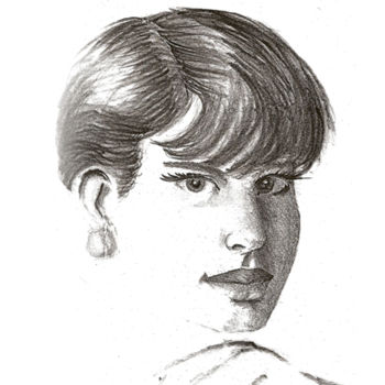 Drawing titled "Retrato de moça" by Roberval Sales, Original Artwork, Graphite