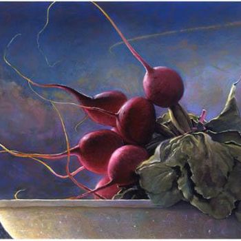 Painting titled "Radishes" by Rob Evans, Original Artwork, Oil