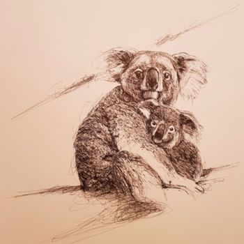 Zeichnungen mit dem Titel "Koala..." von Karl Robial, Original-Kunstwerk, Tinte