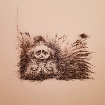 Drawing titled "Gorille" by Karl Robial, Original Artwork, Ink