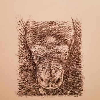 Drawing titled "Snake" by Karl Robial, Original Artwork, Ink