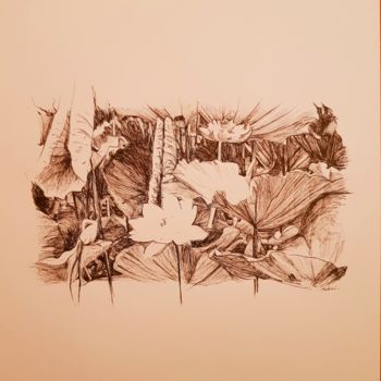 Tekening getiteld "Lotus" door Karl Robial, Origineel Kunstwerk, Inkt