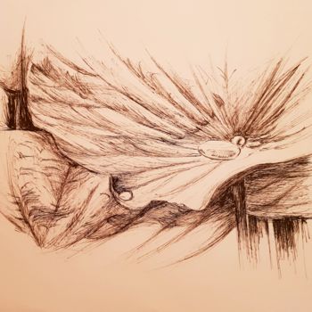 Drawing titled "Lotus 2" by Karl Robial, Original Artwork, Ink
