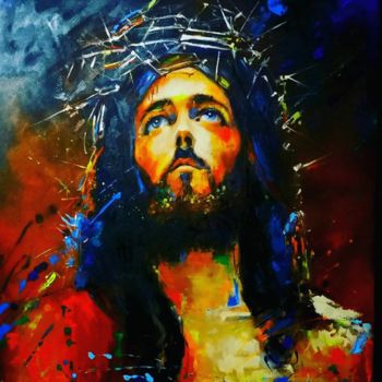 Painting titled "Jesús rostro" by Robin Paternina Montes, Original Artwork, Oil
