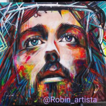 Painting titled "Jesús" by Robin Paternina Montes, Original Artwork, Oil