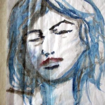 Painting titled "VISAGE TRISTE" by Françoise Robin De Morhéry, Original Artwork, Oil