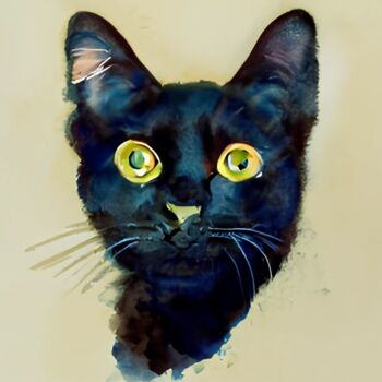 Рисунок под названием "Black cat" - Robin Fadel, Подлинное произведение искусства, Чернила