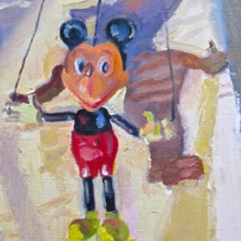 Malerei mit dem Titel "Mickey Mouse" von Robin Frey, Original-Kunstwerk, Öl