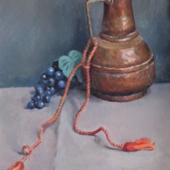 Malerei mit dem Titel "Morrocan Jug with g…" von Robin Frey, Original-Kunstwerk, Öl
