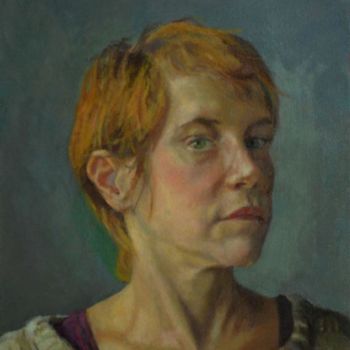 Malerei mit dem Titel "Self portrait" von Robin Frey, Original-Kunstwerk, Öl