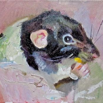 Painting titled "Treat Time" by Robin Frey, Original Artwork, Oil
