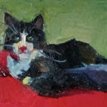 Malerei mit dem Titel "Kitty Cat" von Robin Frey, Original-Kunstwerk, Öl