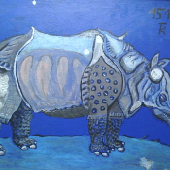 Pintura intitulada "Rhino.jpg" por Rob Oliver, Obras de arte originais, Acrílico