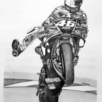 Drawing titled "Valentino Rossi 46" by Roby Bí, Original Artwork, Graphite