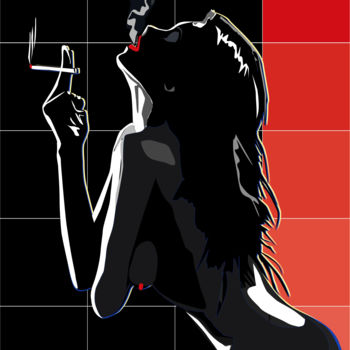 Peinture intitulée "jeune femme qui fume" par Roby Marelly, Œuvre d'art originale, Huile