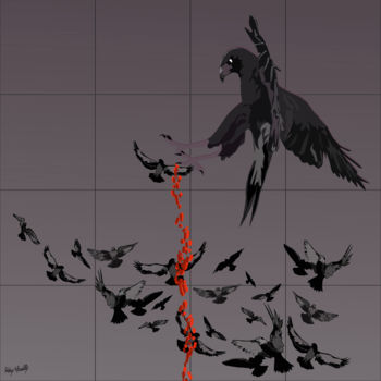 Pintura titulada "aigle attaque" por Roby Marelly, Obra de arte original