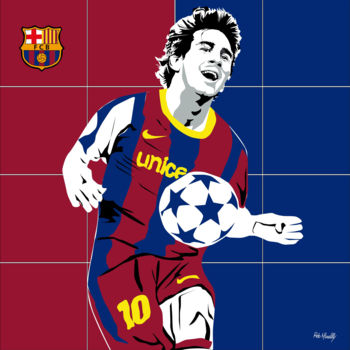 Painting titled "Messi Barcelone" by Roby Marelly, Original Artwork