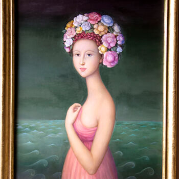 Peinture intitulée "Fanciulla in fiore" par Alfonso Rocchi, Œuvre d'art originale, Huile