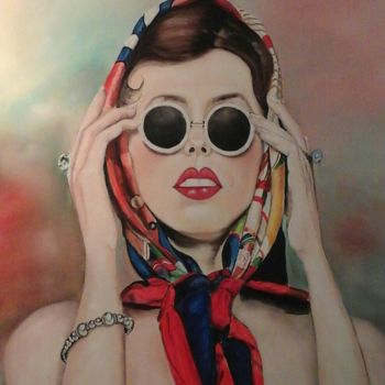 Painting titled "LITTLE STAR..." by Rocha  ,Pin-Up-Style-Painting-Art, Original Artwork, Oil