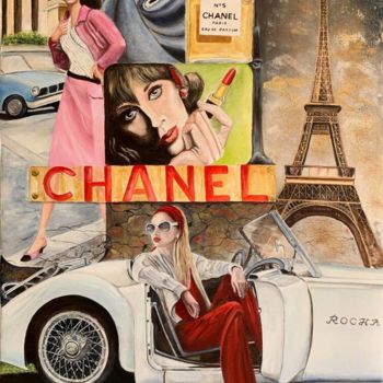 Painting titled "COCO MADEMOISELLE..…" by Rocha  ,Pin-Up-Style-Painting-Art, Original Artwork, Oil