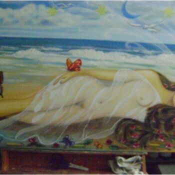 Peinture intitulée "Sonho azul do céu e…" par Rocha, Œuvre d'art originale
