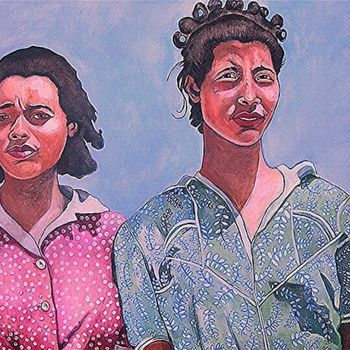 Schilderij getiteld "Sisters" door Rochele Royster, Origineel Kunstwerk