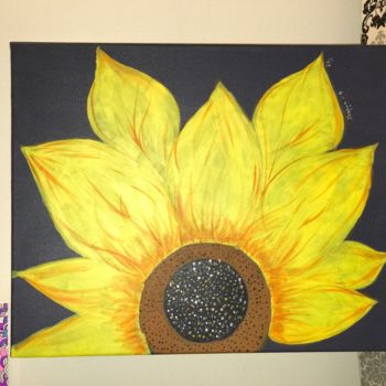 Painting titled "Miss Sunflower" by Rochelle Davis, Original Artwork