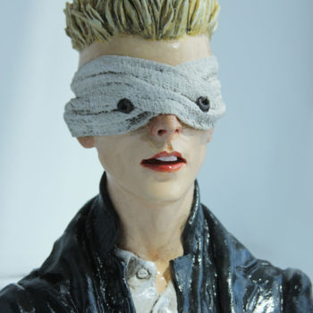 Sculptuur getiteld "David Bowie Black S…" door Rock Portraits By Larisa Churkina, Origineel Kunstwerk, Gietwerk