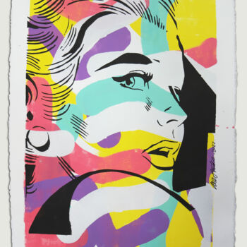 Schilderij getiteld "Comic Girl in Pastel" door Roco.Studio, Origineel Kunstwerk, Acryl