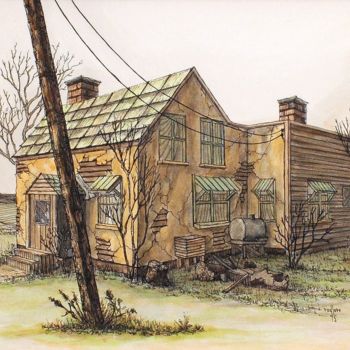 Pintura titulada "House in cabbage to…" por Rod Lore, Obra de arte original, Acuarela