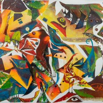 Schilderij getiteld "''Сердце природы''" door Rodica Morari, Origineel Kunstwerk, Collages