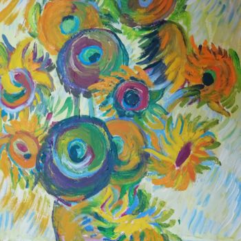 Painting titled "Sonfllowers" by Rodica, Original Artwork