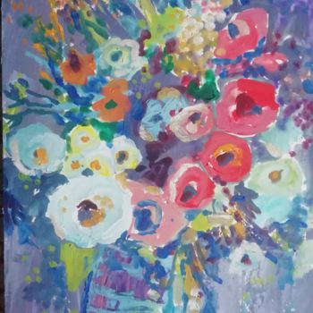 Painting titled "Flowers" by Rodica, Original Artwork