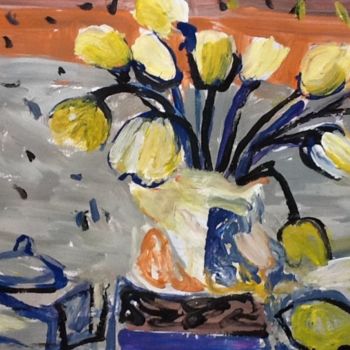 Painting titled "Tulip flowers" by Rodica, Original Artwork, Oil