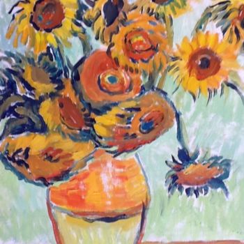 Painting titled "Sonfllowers" by Rodica, Original Artwork