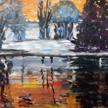 Painting titled "Winter landscape" by Rodica, Original Artwork