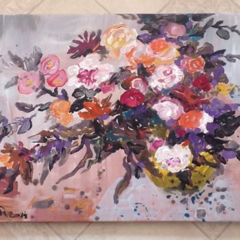 Painting titled "Flowers" by Rodica, Original Artwork, Acrylic