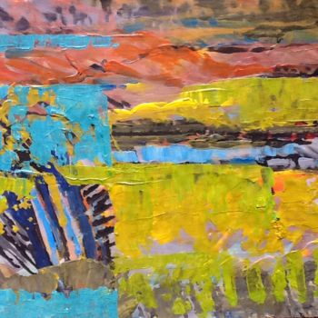 Painting titled "Landscape" by Rodica, Original Artwork, Acrylic