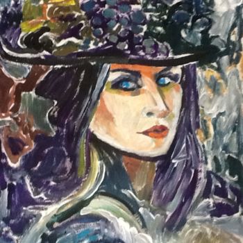 Painting titled "Lady Portrait" by Rodica, Original Artwork, Oil