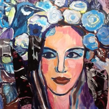 Painting titled "Portrait" by Rodica, Original Artwork, Oil