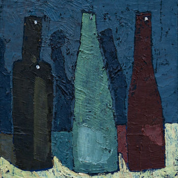 Картина под названием "Бутылки" - Родион Андросов, Подлинное произведение искусства, Масло