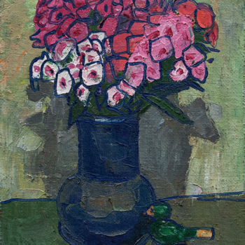 Malerei mit dem Titel "Цветы и птичка" von Rodion Androsov, Original-Kunstwerk, Öl