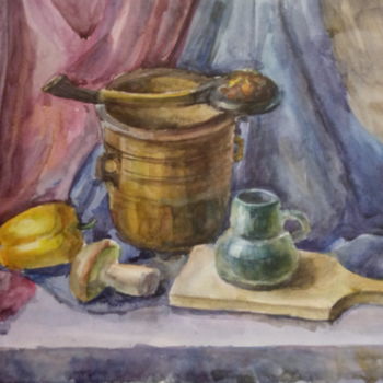 Schilderij getiteld "Кухонный натюрморт" door Polina Rodionova, Origineel Kunstwerk, Aquarel