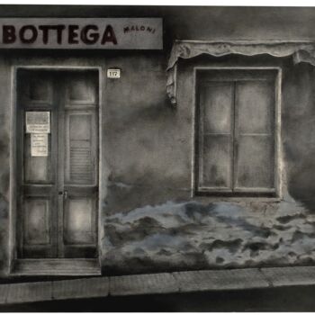 Zeichnungen mit dem Titel "bottegs" von Rodolfo Aldi, Original-Kunstwerk, Pastell
