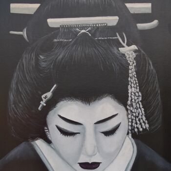 Painting titled "Geisha" by Rodolfo Rivera, Original Artwork, Oil