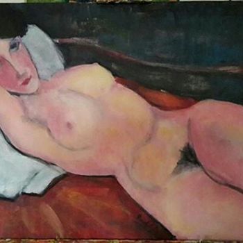 Painting titled "Femme allongée D'ap…" by Rodolphe Lavayssiere, Original Artwork, Acrylic