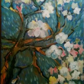 Schilderij getiteld "Cerisier en fleurs" door Rodolphe Lavayssiere, Origineel Kunstwerk, Olie